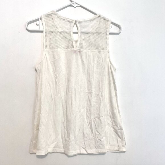 PIXLEY STITCH FIX STITCHFIX Solid White / Ivory ish Mixed Media Crochet Tank Top - Picture 9 of 11